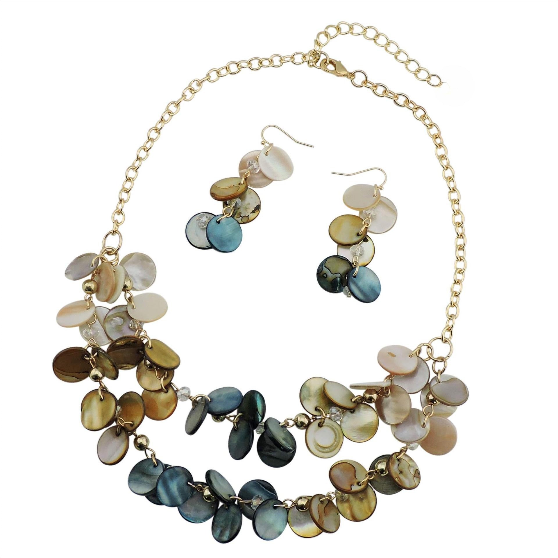 Wholesale Holiday Style Round Natural Dyed Shell Earrings Necklace
